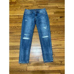 White House Black Market Womens Girlfriend Jeans Size 4 Blue Distressed Denim